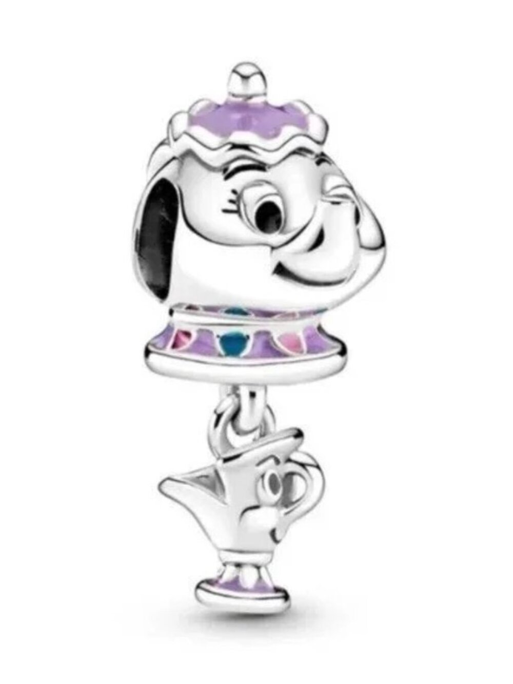 Pandora Purple and Teal Chip Teacup Dangle Charm